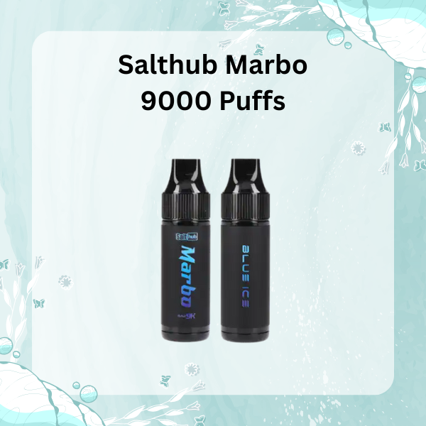 Salthub Marbo 9000 Puffs Disposable Vape in Smartphone Design, Type-C Charging Port View, All Flavors Lineup