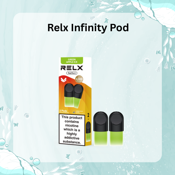 Authentic Relx Infinity Pod Pro collection for Singapore vapers, showing various flavors and 1.9ml capacity.