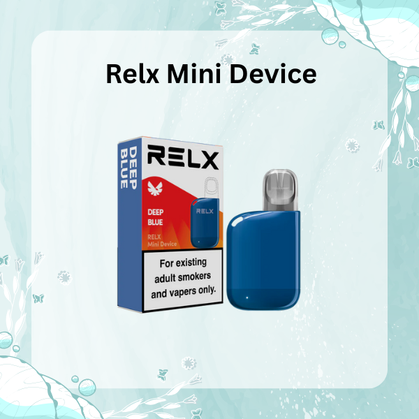 Image Alt Text 1: Relx Mini Device in Deep Blue showing compact pocket-sized design